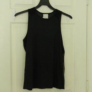 Donna Karan Active Tank Sleeveless Black Mesh Athletic Workout Running NW